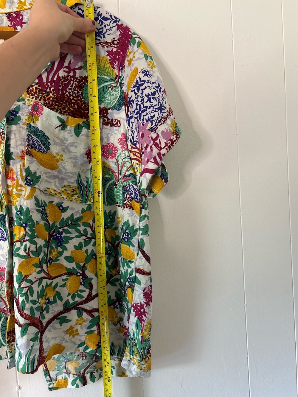 Maeve Anthropologie Linen Classic Surf Shirt Novelty Lemon Vacation Cover Up XS - Picture 10 of 12